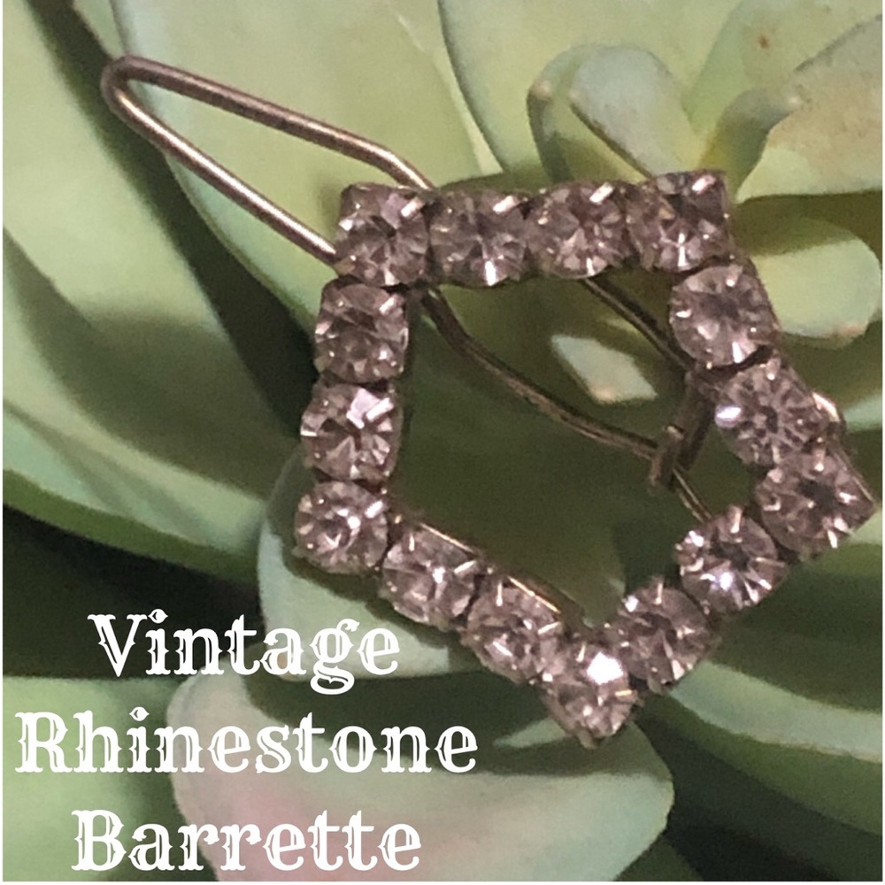 Vintage Rhinestone Barrette-Silver Toned-Small Sz